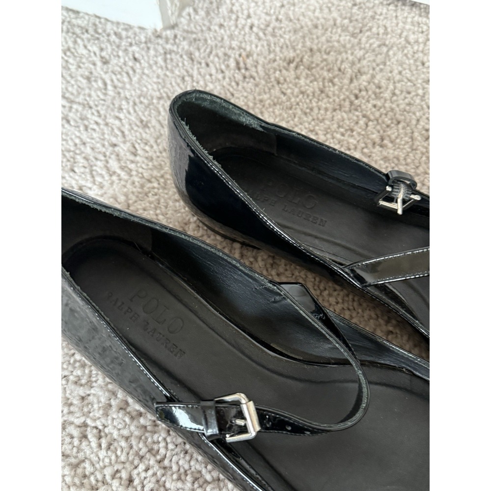 polo ralph lauren mary jane flats black Leather Size 38 7.5 Preppy Classic - Picture 4 of 6